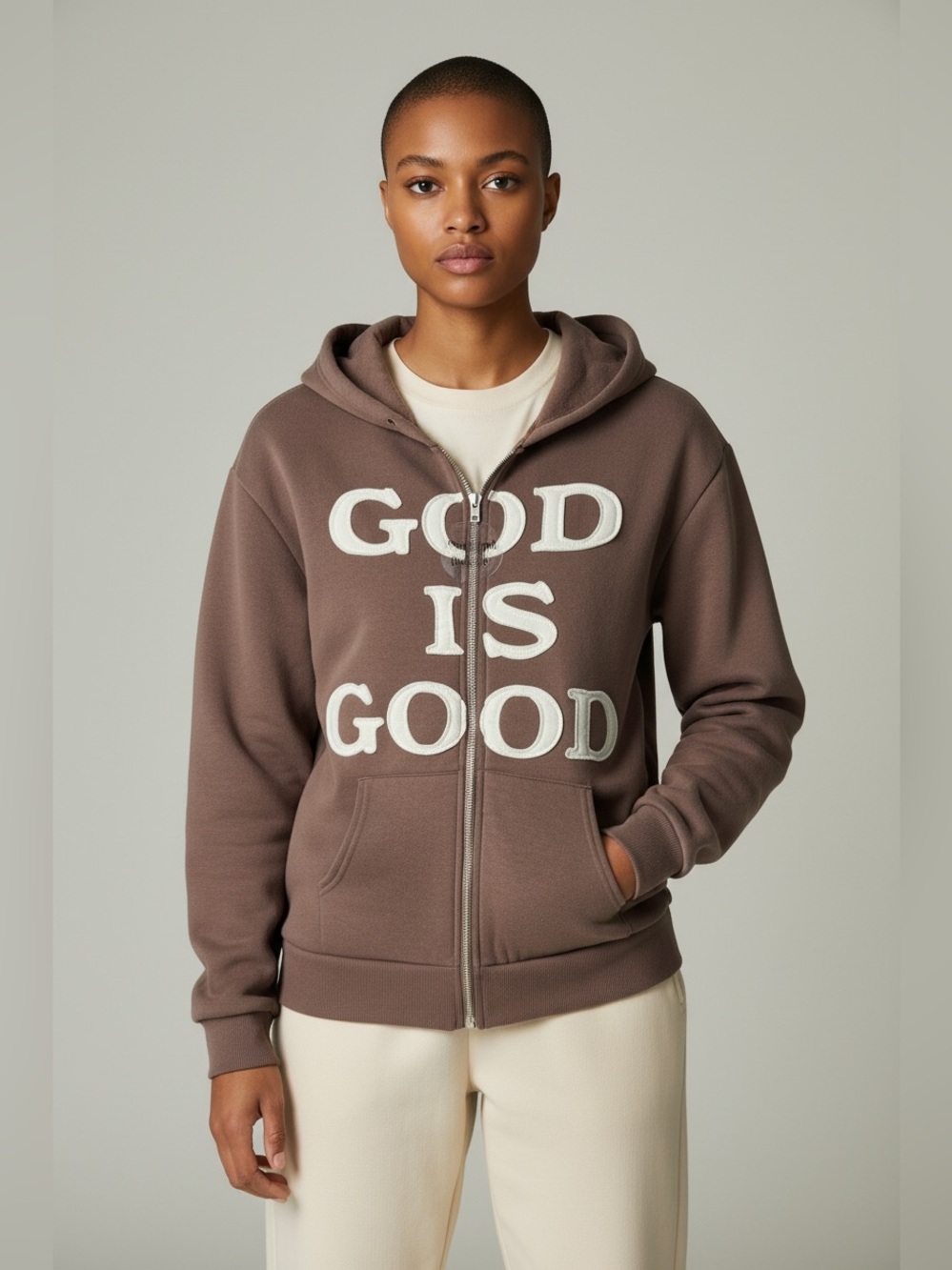 Sunday Retreat God Is Good
Brown Full-Zip Hoodie
Sweatshirt